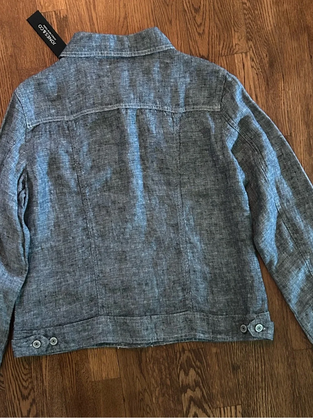 Jones & Co Heathered Navy Linen Blend Button-Up Jacket Medium NWT